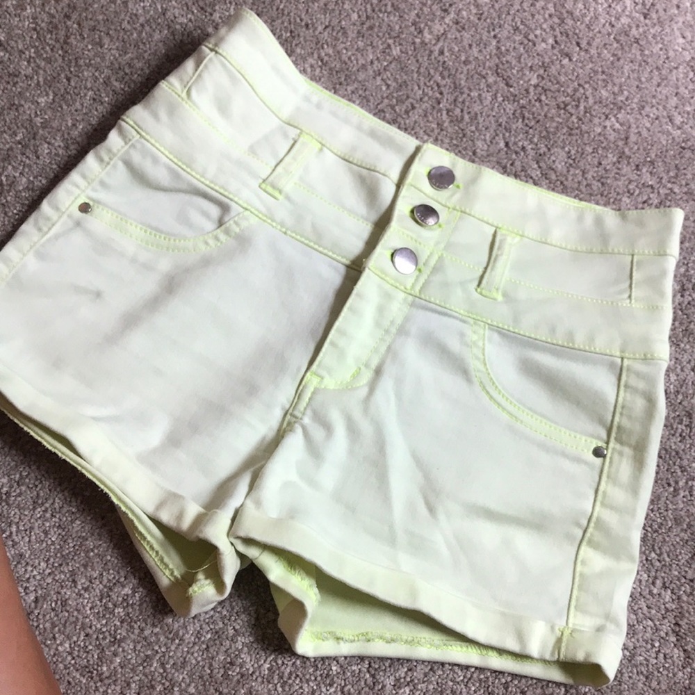 High Waisted Neon Yellow shorts!